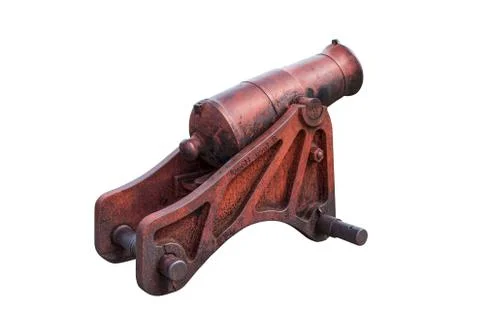 Old timer cannon isolated on the white background Stock Photos