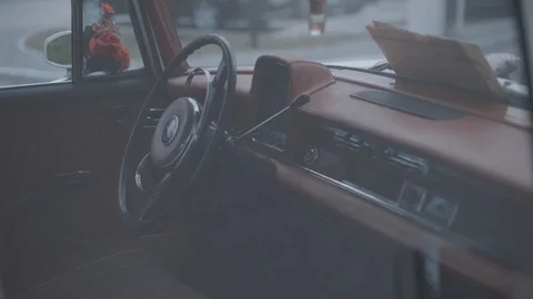 Old Timer Car Interior Panning Shot Stock Footage 125422382