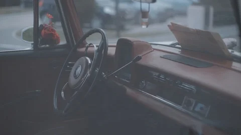 Old Timer Car For Wedding interior 스톡 동영상 125422970