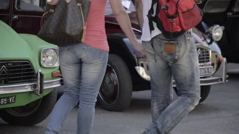 Old timer citroen 2 cv front Stock Footage 84298644