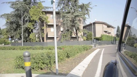 Old timer citroen 2cv external rear view while driving Stock Footage 84297799