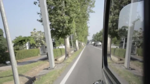 Old timer citroen 2cv external rear view while driving Stock Footage 84297800