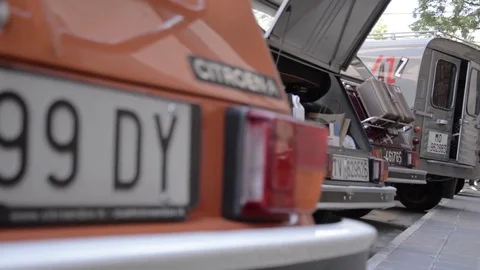 Old timer citroen behind 2cv Stock Footage 84298684