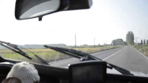 Old timer citroen driving around internal view Stock Footage 84297754