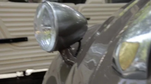 Old timer citroen front light detail Stock Footage 84298415