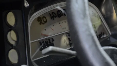 Old timer citroen interior with handmade modification Stock Footage 84298034