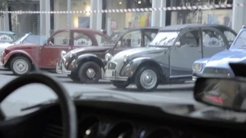Old timer citroen internal view of parked cars Stock Footage 84298529