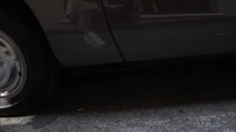 Old timer citroen pallas showing parked 2cv Stock Footage 84298233