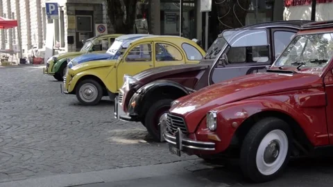 Old timer citroen parked 2cv Stock Footage 84297835