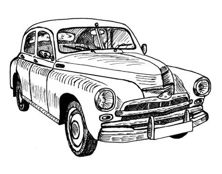 Old Timer classic car sketch graphics Stock Illustration