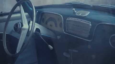 Old Timer-Retro Car Interior Panning Shot Stock Footage 104199012