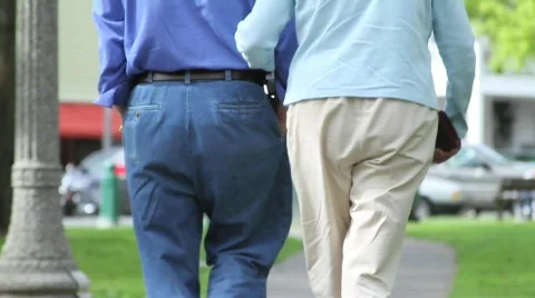Old Timers Out for a Stroll Stock Footage 663661