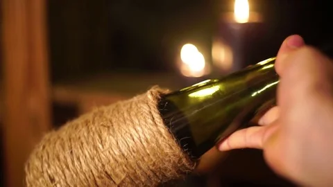 Old timey bottle of rum Stock Footage 80243464