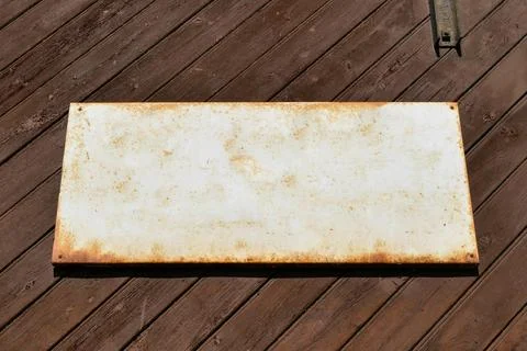 Old tin sign for text template on an old wooden wall Stock Illustration