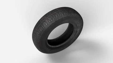 Old tire on white backdrop, right side view Stock Illustration