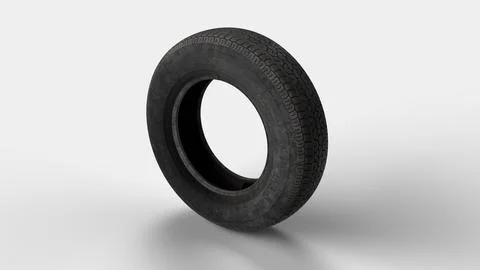 Old tire on white set, left view Illustrazione stock