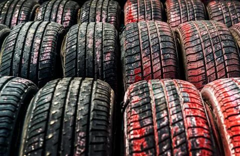 Old tires background Stock Photos