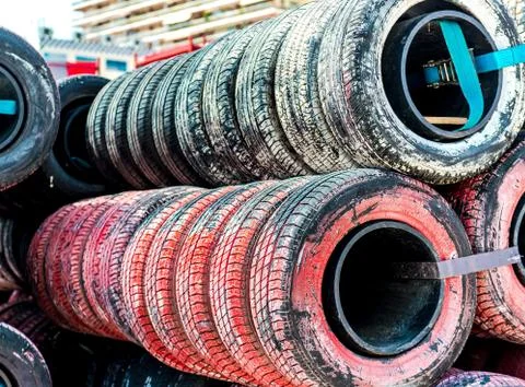Old tires background Stock Photos