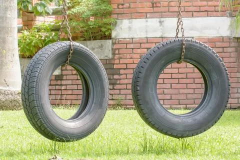 Old tires modify the swing Stock Photos