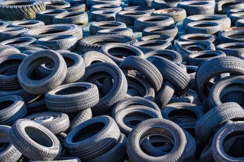 Old tires on a stack Stock Photos