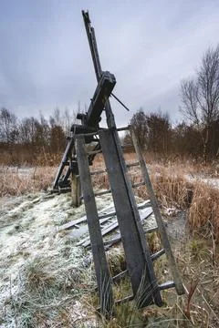 Old Tjasker, an old small windmill from Friesland, The Netherlands. Stock Photos