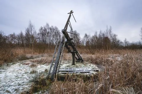 Old Tjasker, an old small windmill from Friesland, The Netherlands. Stock Photos