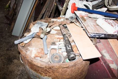 Old tool in the garage Stock Photos