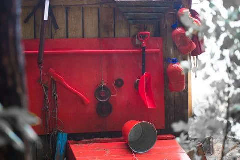 Old tools for fire fighting Stock Photos