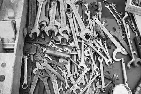Old tools at flea markets Stock Photos
