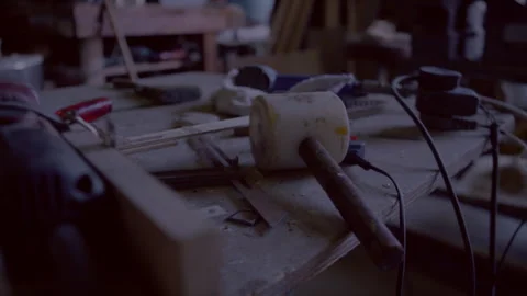 Old tools in the workshop Stock Footage 278996179