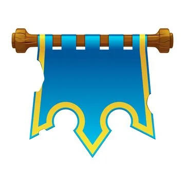 Old torn blue flag for the game. Stock Illustration