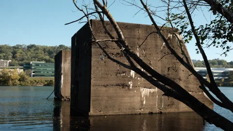 Old Torn Cement Bridge Video stock 320806035