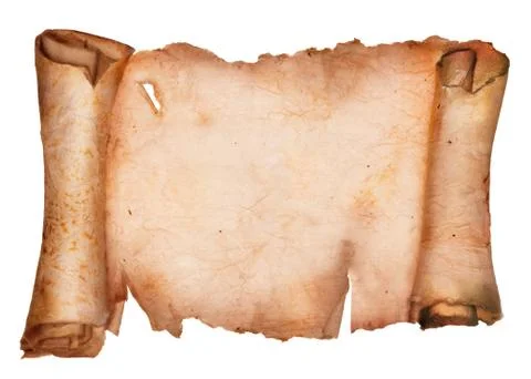 Old Torn Paper Scroll Isolated on a White Background Stock Photos