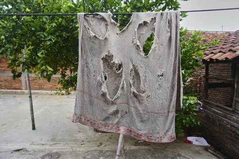 Old torn towels Foto stock