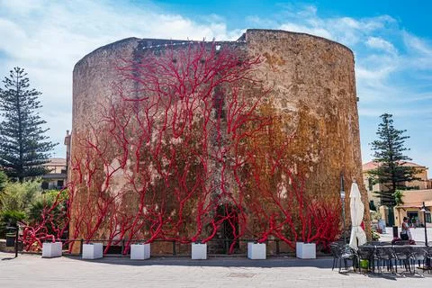 Old tower in Alghero 库存照片
