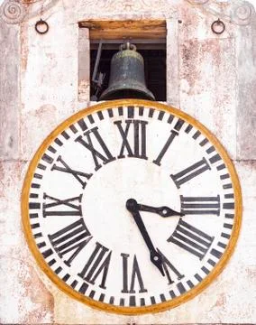 Old tower clock and bell Stock Photos