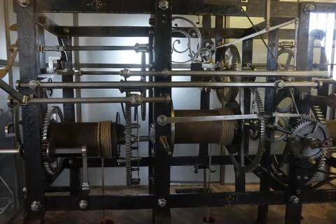 Old tower clock machine Stock Photos