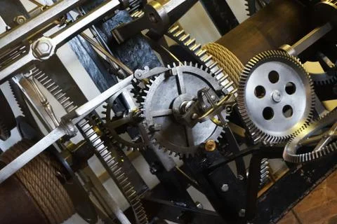 Old tower clock machine Stock Photos