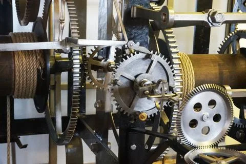 Old tower clock machine Stock Photos