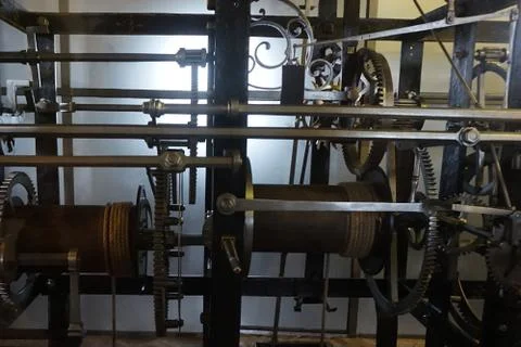 Old tower clock machine Stock Photos