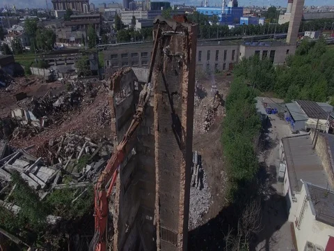 Old tower destruction 4K Stock Footage 71977614