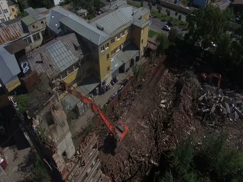 Old tower destruction 4K Stock Footage 71977682