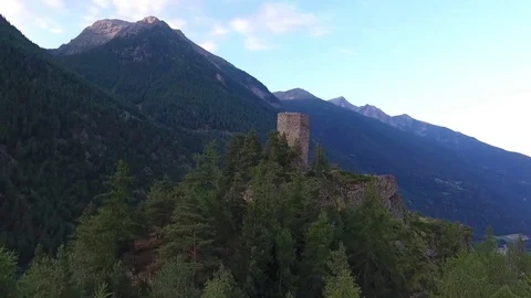 Old tower on a hill Stock Footage 79555718