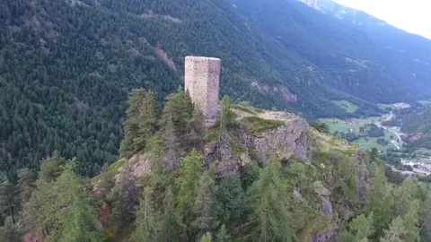 Old tower on a hill Stock Footage 79556119