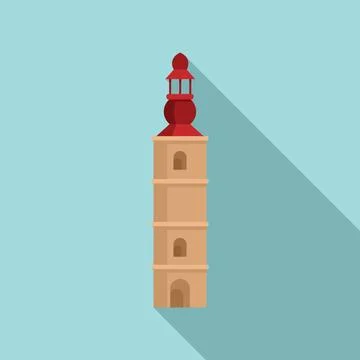 Old tower icon flat . Castle wall Ilustración de archivo