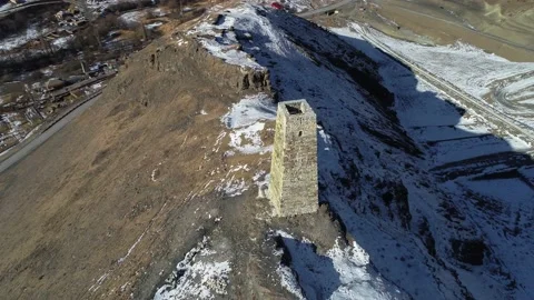 Old tower in a mountain gorge Stock Footage 147401409