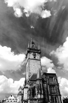 Old tower prague view from the old town square Stock Photos
