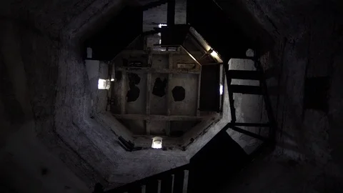 Old tower tunnel, inside view Stock Footage 129106049