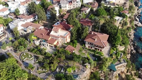 Old Town Antalya with red tile roofs, popular touristic place in Turkey Stock Footage 172212686