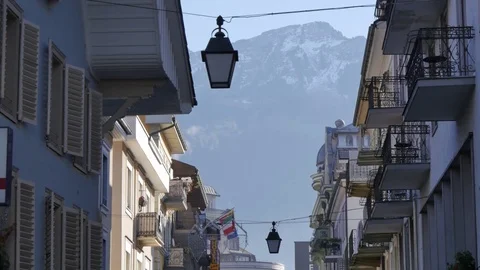 Old Town architecture, Interlaken, Jungfrau region, Bernese Oberland, Swiss Stock Footage